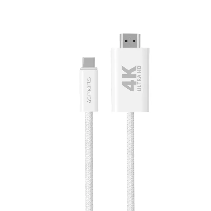 HDMI kabelis 4smarts 540955 2 m USB-C HDMI Type A baltas
