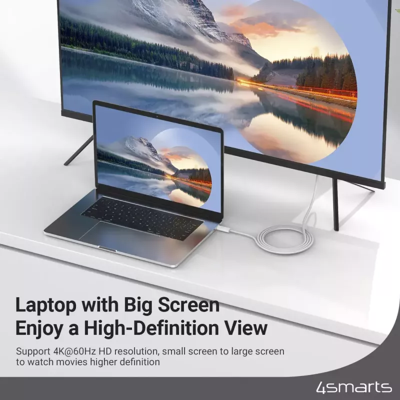 HDMI kabelis 4smarts 540955 2 m USB-C HDMI Type A baltas