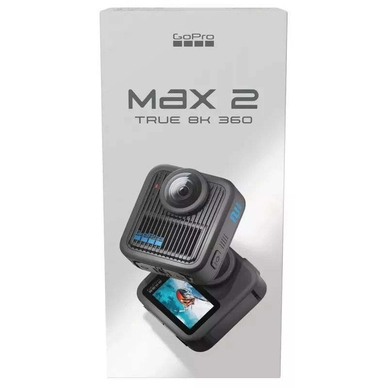 Veiksmo kamera GoPro MAX 2 – 29,5 MP, 8K Ultra HD vaizdo įrašas 100 kadrų/s, GPS, „Wi‑Fi“, įmontuotas LCD ekranas