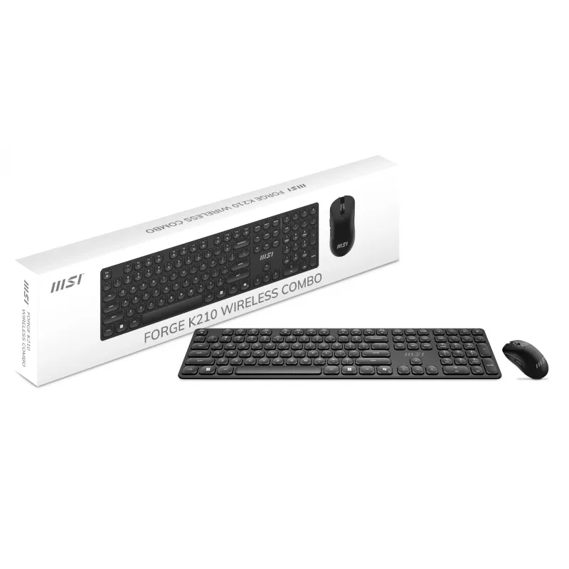 Belaidis klaviatūros ir pelės rinkinys MSI FORGE K210 WIRELESS COMBO, pilno dydžio, QWERTY, USB, juodas
