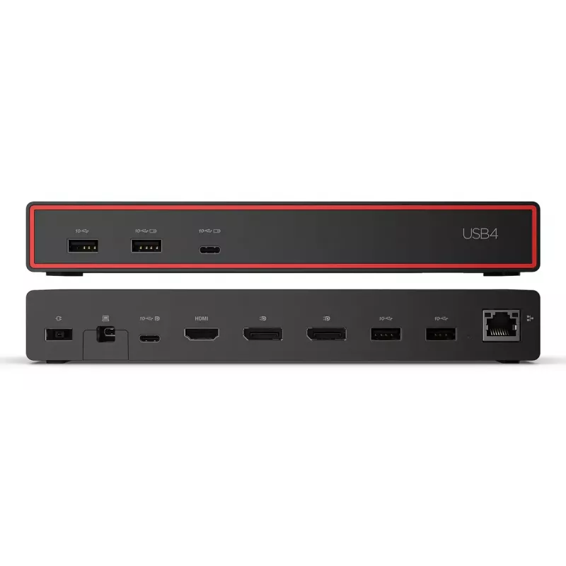 Docking stotelė Lenovo ThinkPad USB4 Dock 5000 – laidinis Thunderbolt 4, 65 W PD, 3840×2160, HDMI, 4× USB-A, Gigabit Ethernet, juoda