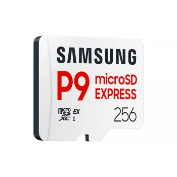 Samsung P9 Express microSDXC atminties kortelė 256 GB — UHS-I, skaitymas 800 MB/s, V30, U1, patvari