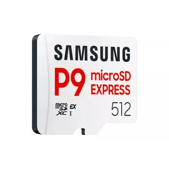 Samsung P9 Express 512 GB microSDXC atminties kortelė, UHS-I, Skaitymas 800 MB/s, V30, U1, balta