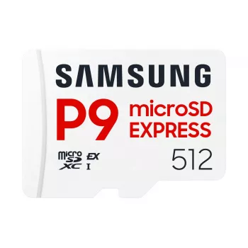 Samsung P9 Express 512 GB microSDXC atminties kortelė, UHS-I, Skaitymas 800 MB/s, V30, U1, balta