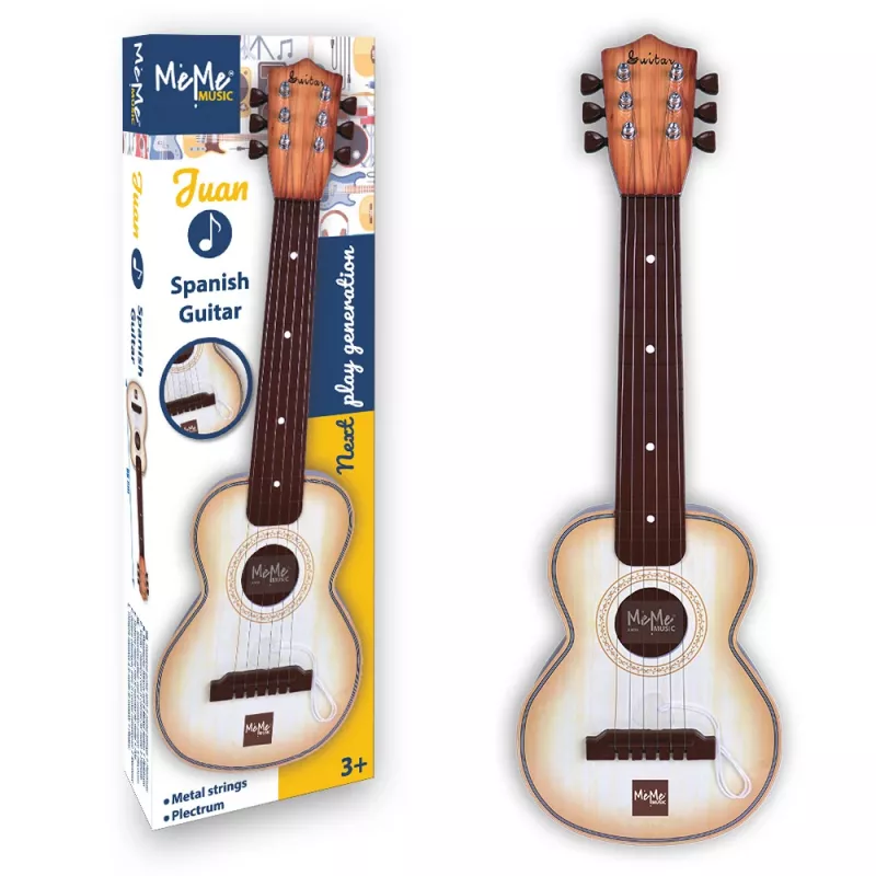 Žaislinė gitara Dante MeMe Juan nuo 3 metų, smėlio ir rudos spalvos, vaikiškas muzikos instrumentas