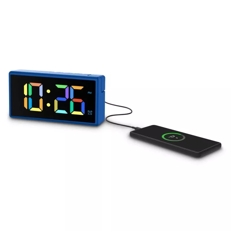 Skaitmeninis žadintuvas Hama Ibiza Blue LCD, baterijų/USB maitinimas, 150x34x73 mm