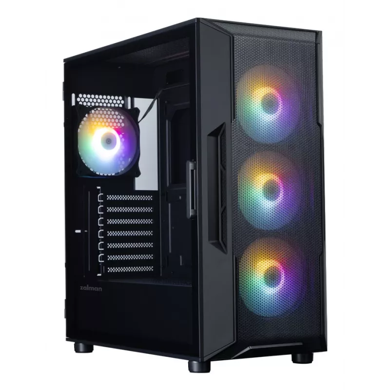 ZALMAN I3 NEO V2 vidutinis bokštinis kompiuterio korpusas, juodas, 4x RGB ventiliatoriai, ATX/microATX palaikymas