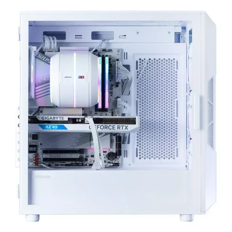 Korpusas kompiuteriui Zalman I3 NEO V2 WHITE Midi Tower, ATX/Mini-ITX, grūdintas stiklas, 3x120mm priekiniai ventiliatoriai, USB 3.2 Gen1