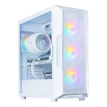 Korpusas kompiuteriui Zalman I3 NEO V2 WHITE Midi Tower, ATX/Mini-ITX, grūdintas stiklas, 3x120mm priekiniai ventiliatoriai, USB 3.2 Gen1