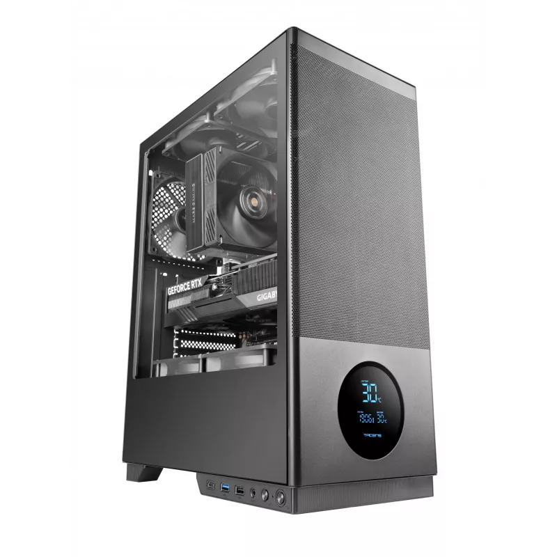 TACENS 2SAGITTA20 kompiuterio korpusas Midi Tower, grūdintas stiklas, ATX/Micro-ITX/Mini-ITX, 1x3.5 colio + 2x2.5 colio, LED, ventiliatoriai įtraukti