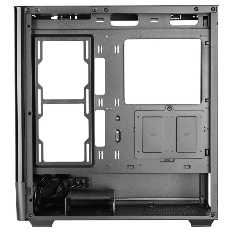Korpusas TACENS Mars Gaming MCLCDPRO Midi Tower – juodas, IPS 7.2 colio ekranas, maitinimo šaltinis apačioje, ATX/Micro-ATX/Mini-ITX palaikymas