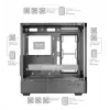 Korpusas TACENS Mars Gaming MCLCDPRO Midi Tower – juodas, IPS 7.2 colio ekranas, maitinimo šaltinis apačioje, ATX/Micro-ATX/Mini-ITX palaikymas