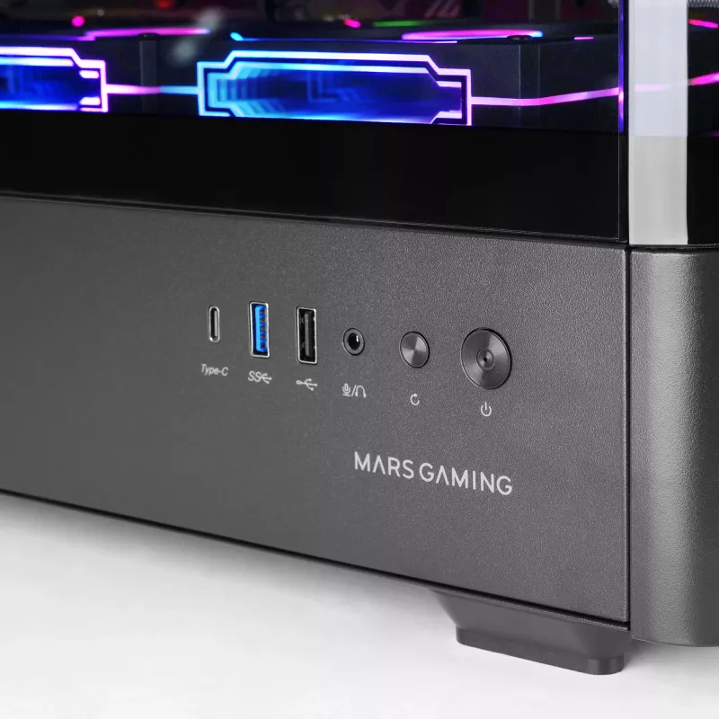 Korpusas TACENS Mars Gaming MCLCDPRO Midi Tower – juodas, IPS 7.2 colio ekranas, maitinimo šaltinis apačioje, ATX/Micro-ATX/Mini-ITX palaikymas
