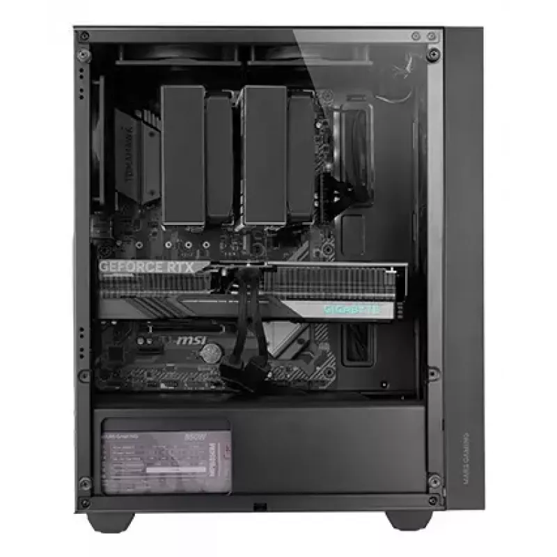 PC korpusas TACENS Mars Gaming MC-PMAX Midi Tower — ATX/Micro-ATX/Mini-ITX, 3x120mm priekyje, 1x120mm gale, 2x3.5 colio ir 2x2.5 colio vietos diskams, Juodas