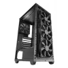 PC korpusas TACENS Mars Gaming MC-PMAX Midi Tower — ATX/Micro-ATX/Mini-ITX, 3x120mm priekyje, 1x120mm gale, 2x3.5 colio ir 2x2.5 colio vietos diskams, Juodas