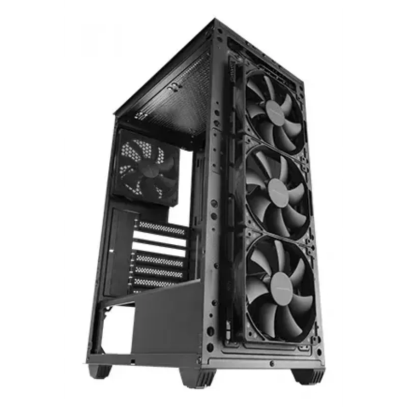 PC korpusas TACENS Mars Gaming MC-PMAX Midi Tower — ATX/Micro-ATX/Mini-ITX, 3x120mm priekyje, 1x120mm gale, 2x3.5 colio ir 2x2.5 colio vietos diskams, Juodas