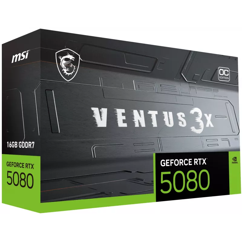 Vaizdo plokštė MSI GeForce RTX 5080 16 GB GDDR7, PCIe 5.0, 256 bit, 303×121×49 mm, 360 W