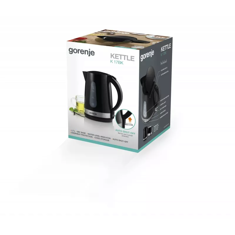 Elektrinis virdulys Gorenje K17BK — 1,7 L, 2200 W, juodas