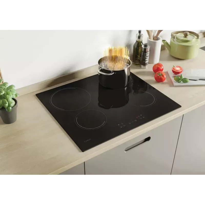 Įmontuojama keraminė kaitlentė CANDY CH64CCB/4U2 – 4 zonos, jutiklinis valdymas, 59×52 cm, juoda