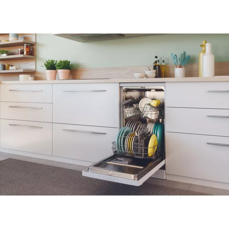 Laisvai pastatoma siaura indaplovė CANDY Brava CDPH 2L1049W — 10 komplektų, 45 cm, 49 dB, E klasė