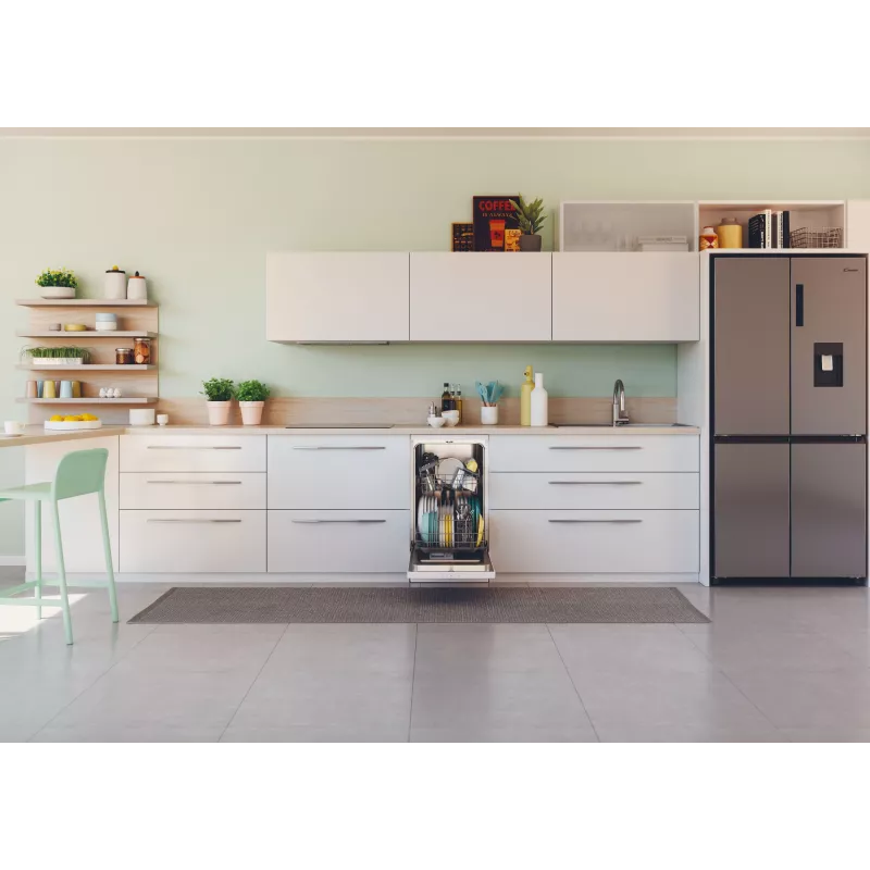 Laisvai pastatoma siaura indaplovė CANDY Brava CDPH 2L1049W — 10 komplektų, 45 cm, 49 dB, E klasė