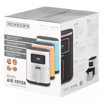 Karšto oro gruzdintuvė HEINRICH'S HFR 8216, 5.0 l talpa, 1450 W, geltona