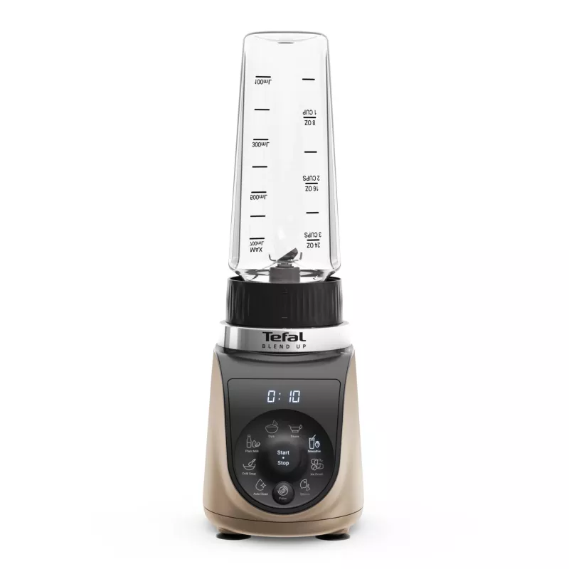 Stalinis blenderis Tefal Blend Up BL190AF0 — 0,85 L indas, 1000 W, 6-peilių Powelix, impulsinis režimas, ledo smulkinimas (permatomas/juodos/smėlio spalvos)