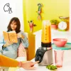 Stalinis blenderis Tefal Blend Up BL190AF0 — 0,85 L indas, 1000 W, 6-peilių Powelix, impulsinis režimas, ledo smulkinimas (permatomas/juodos/smėlio spalvos)