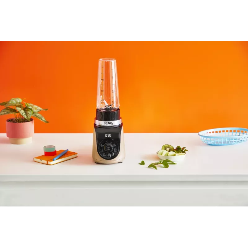 Stalinis blenderis Tefal Blend Up BL190AF0 — 0,85 L indas, 1000 W, 6-peilių Powelix, impulsinis režimas, ledo smulkinimas (permatomas/juodos/smėlio spalvos)