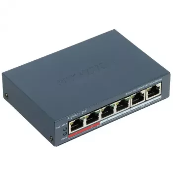 Tinklo jungiklis Hikvision DS-3E1106P-EI — 6 prievadų PoE Ethernet jungiklis, nevaldomas, 10/100 Mbps