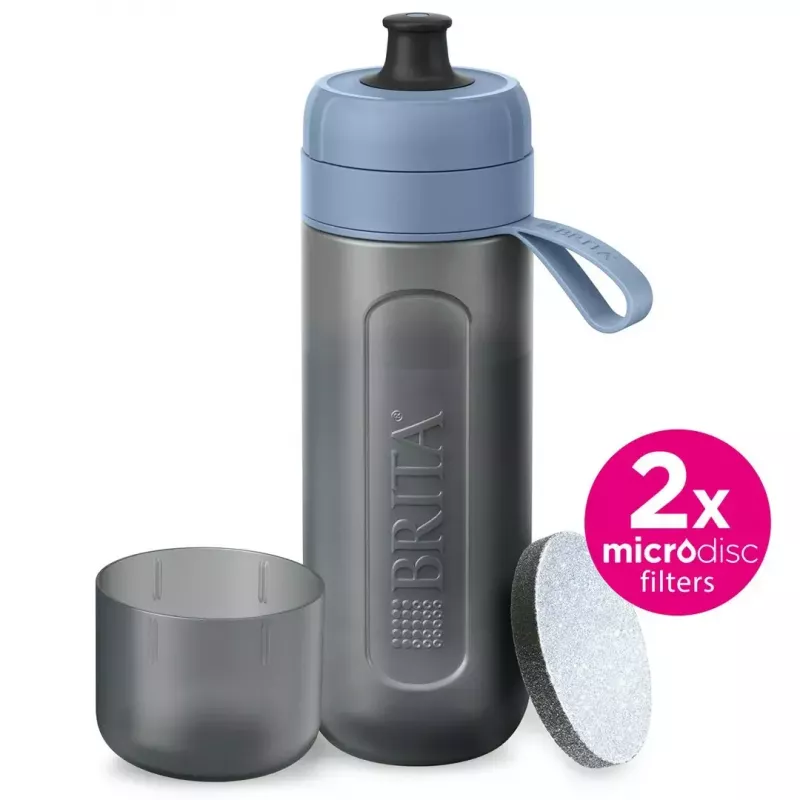 Filtravimo butelis BRITA Active 600 ml Pastelinė mėlyna su 2 MicroDisc filtrais, plastikas, be BPA, 233 mm