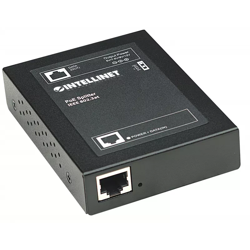 Intellinet Power over Ethernet (PoE+) Skirstytuvas, IEEE802.3at, 5, 7.5, 9 arba 12 V DC išėjimo įtampa