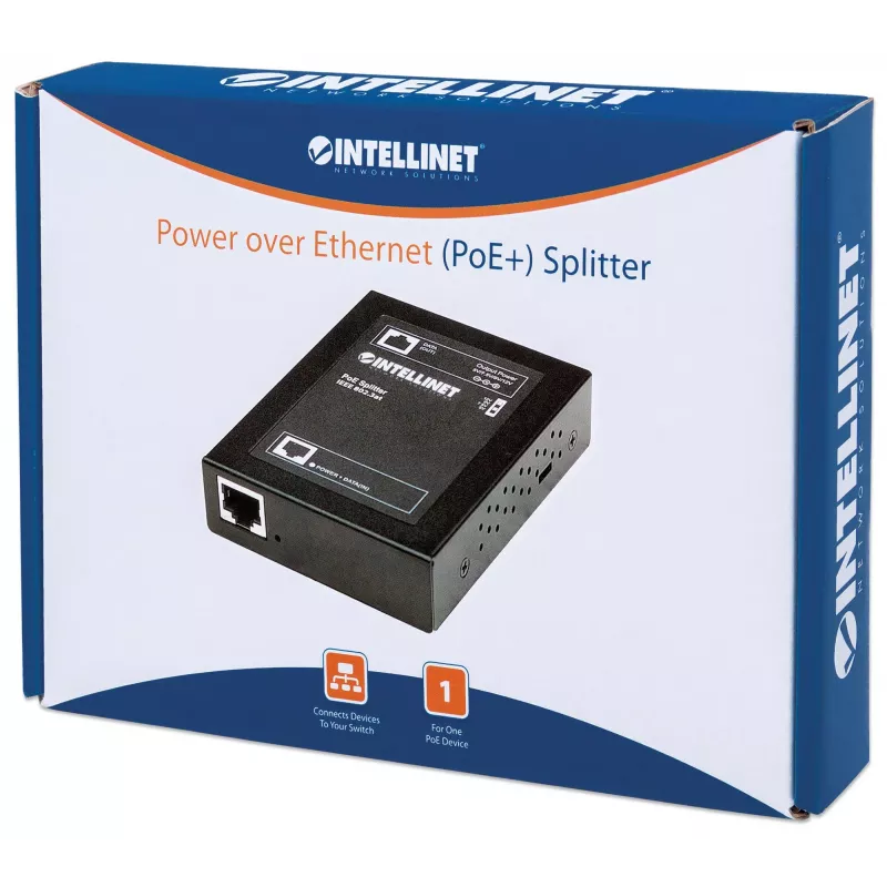 Intellinet Power over Ethernet (PoE+) Skirstytuvas, IEEE802.3at, 5, 7.5, 9 arba 12 V DC išėjimo įtampa