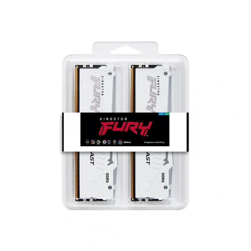Kingston Technology FURY Beast 32GB (2x16GB) DDR5 5600MT/s CL40 DIMM baltas RGB XMP