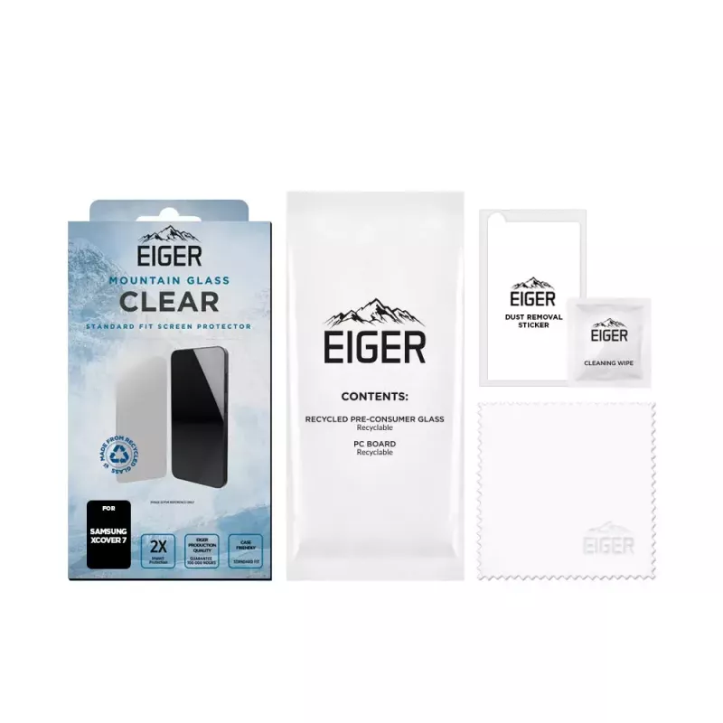 Apsauginis stiklas EIGER EGSP00958 Samsung Galaxy Xcover7 Grūdintas stiklas Atsparus kritimui Atsparus įbrėžimams Smūgiams atsparus