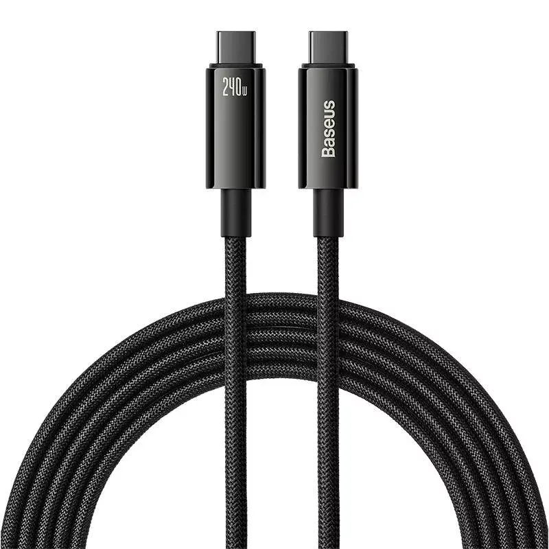USB-C į USB-C laidas Baseus Tungsten Gold 240W 3m (juodas)