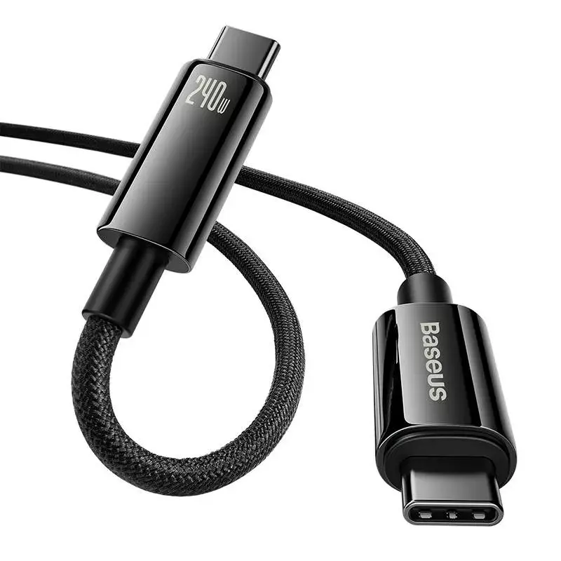 USB-C į USB-C laidas Baseus Tungsten Gold 240W 3m (juodas)