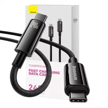 USB-C į USB-C laidas Baseus Tungsten Gold 240W 3m (juodas)