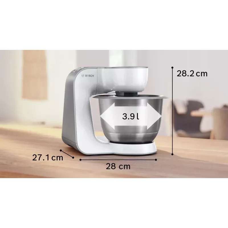 Virtuvinis kombainas Bosch Serie 4 MUM58200 — 1000 W, 3,9 l nerūdijančio plieno dubuo, baltas