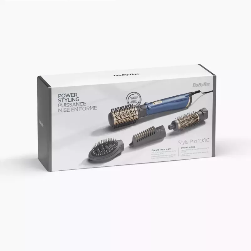 Karšto oro šepetys BaByliss Style Pro 1000 AS965E — 1000 W, 2,5 m laidas, 4 antgaliai, keraminis šildytuvas, jonizacija, automatinis sukimas