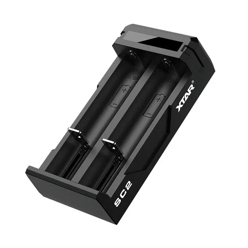 Baterijų įkroviklis XTAR SC2 Li-ion 18650 USB-C 2 lizdai, USB-C maitinimas, LED indikatoriai, juodas