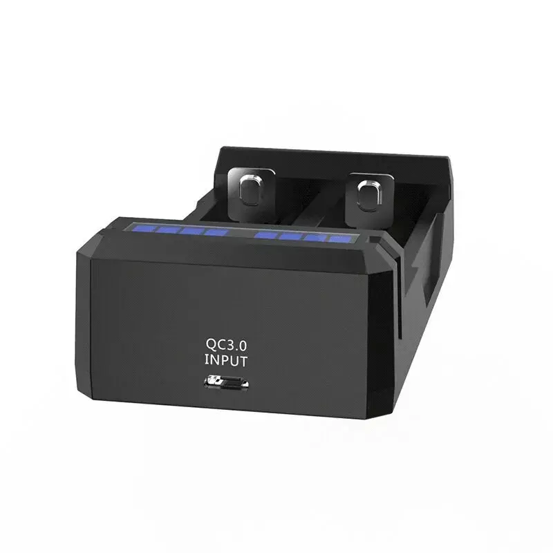 Baterijų įkroviklis XTAR SC2 Li-ion 18650 USB-C 2 lizdai, USB-C maitinimas, LED indikatoriai, juodas