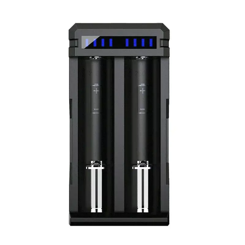 Baterijų įkroviklis XTAR SC2 Li-ion 18650 USB-C 2 lizdai, USB-C maitinimas, LED indikatoriai, juodas