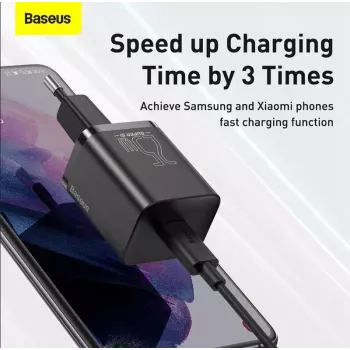 Vidinis įkroviklis Baseus TZCCSUP-L01, USB-C 1 prievadas, 18W, 100–240V AC, 1 m laidas, Juodas
