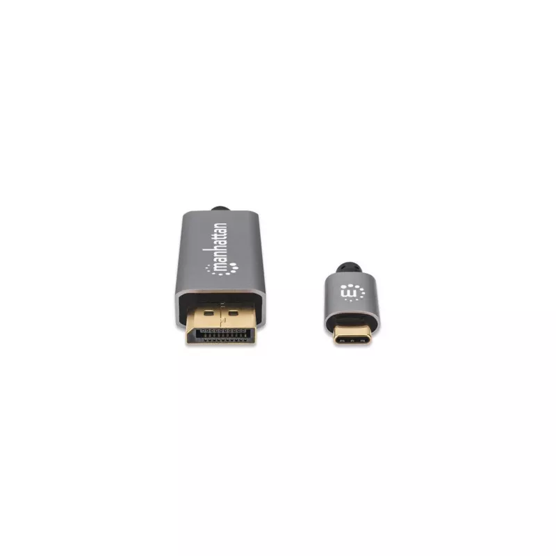 Manhattan USB-C į DisplayPort 1.4 laidas, 8K@60Hz, 3m, Vyriškas į Vyrišką, Ne dvikryptis, Juodas, Trejų metų garantija