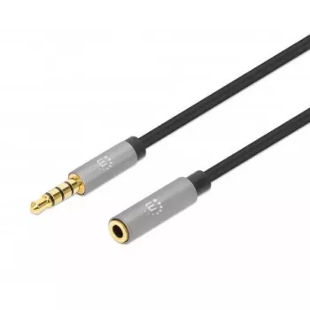 3,5 mm prailginimo laidas Manhattan 1 m vyriškas/moteriškas plonas dizainas juodas/sidabrinis
