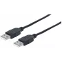 Manhattan USB-A į USB-A laidas, 1 m, Vyriškas į Vyrišką, 480 Mbps (USB 2.0), Hi-Speed USB, Juodas, Viso gyvenimo garantija