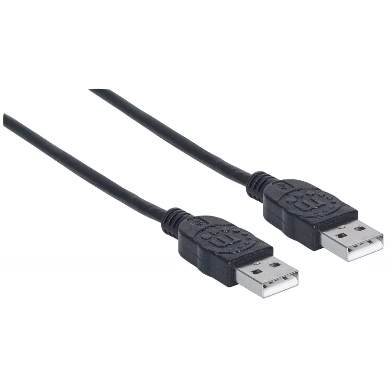 Manhattan USB-A į USB-A laidas, 1 m, Vyriškas į Vyrišką, 480 Mbps (USB 2.0), Hi-Speed USB, Juodas, Viso gyvenimo garantija