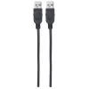 Manhattan USB-A į USB-A laidas, 1 m, Vyriškas į Vyrišką, 480 Mbps (USB 2.0), Hi-Speed USB, Juodas, Viso gyvenimo garantija