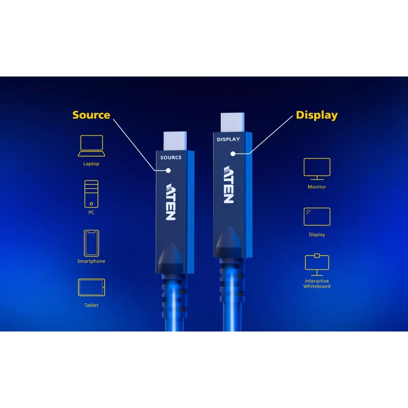 Aktyvus optinis USB-C kabelis ATEN UE3410F-AT, 10 m, USB-C į USB-C, 10 Gbit/s, juodas